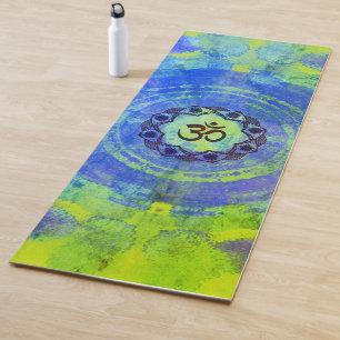 Ohm symbol, mandala - green yoga mat