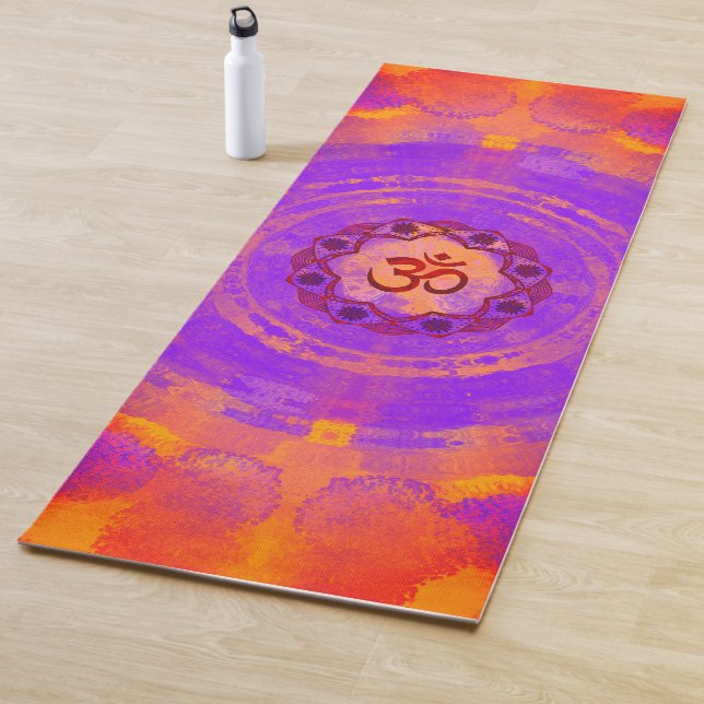 Ohm symbol, mandala - orange yoga mat (In Situ)
