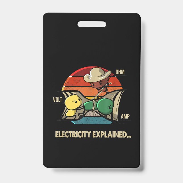 Ohm Volt Amp Electricity Explained  Electrician Badge (Front)