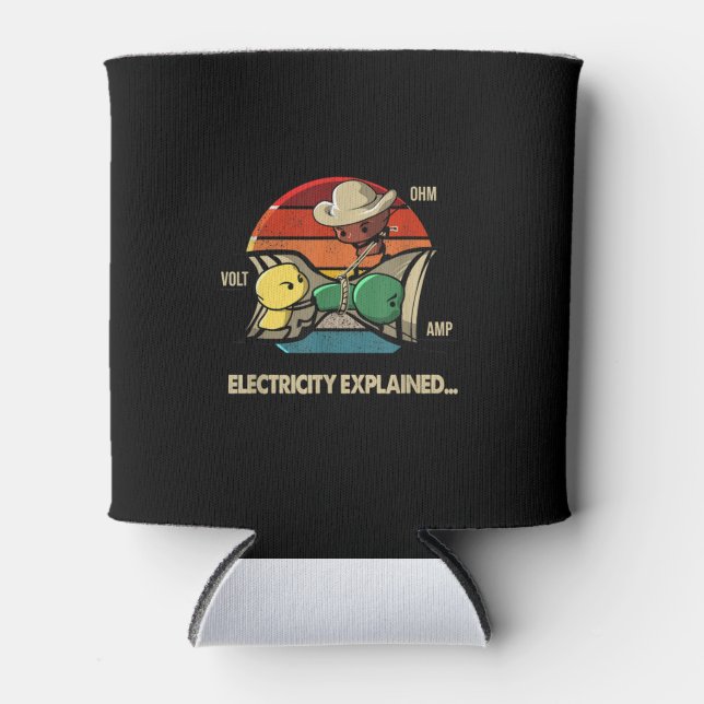 Ohm Volt Amp Electricity Explained  Electrician Can Cooler (Front)