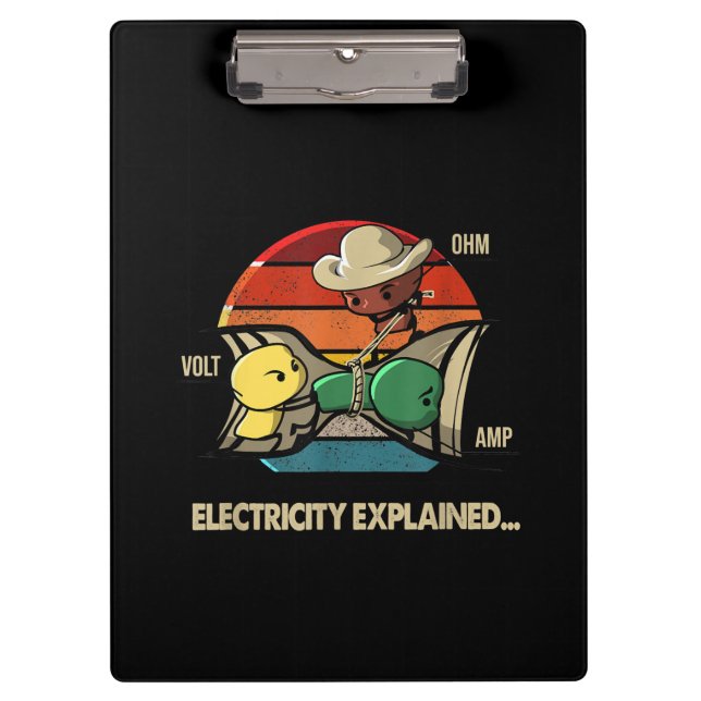Ohm Volt Amp Electricity Explained  Electrician Clipboard (Front)