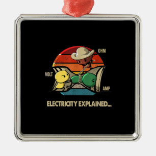 Ohm Volt Amp Electricity Explained  Electrician Metal Ornament