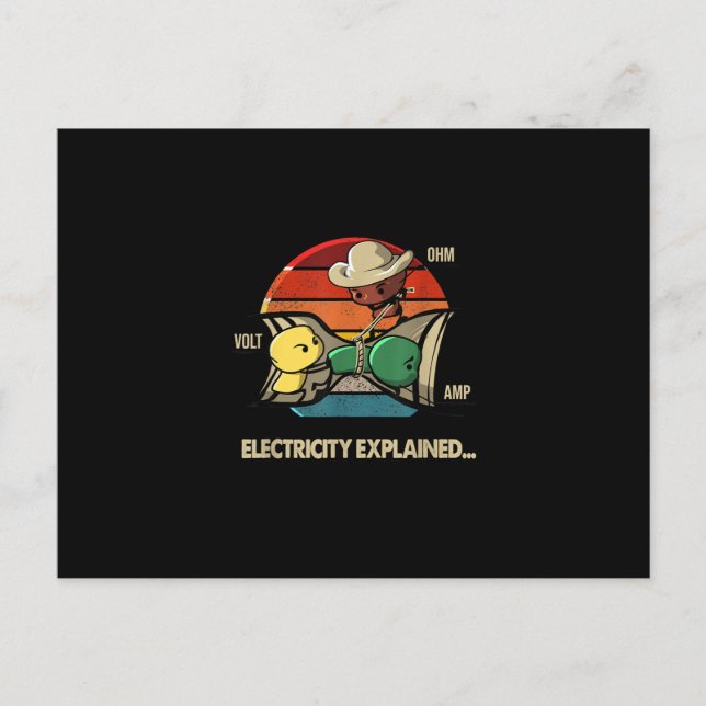 Ohm Volt Amp Electricity Explained  Electrician Postcard (Front)