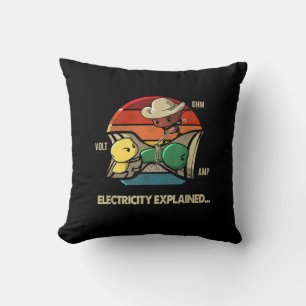 Ohm Volt Amp Electricity Explained Electrician Throw Pillow