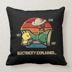 Ohm Volt Amp Electricity Explained  Electrician Throw Pillow