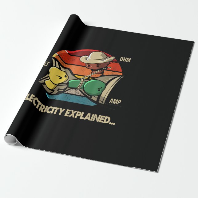 Ohm Volt Amp Electricity Explained  Electrician Wrapping Paper (Unrolled)