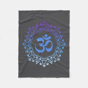 Ohm Yoga New Age Purple And Blue Mandala Sound Bat Fleece Blanket