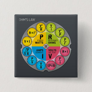 Ohm's Law Circle 2 Inch Square Button