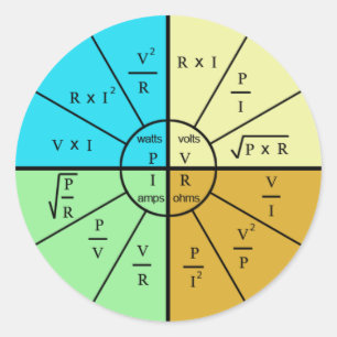 Ohm's Law Formula Wheel Classic Round Sticker