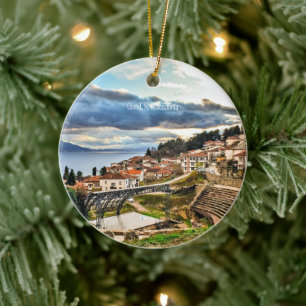 Ohrid, Macedonia cityscape Ceramic Ornament