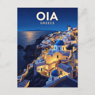 Oia at Night Greece Postcard