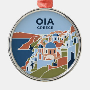 Oia Greece Metal Ornament