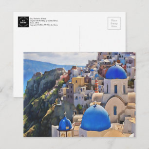 Oia, Santorini. Greece Painting Postcard