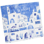 Oia Santorini Greece Personalized Wedding Binder<br><div class="desc">Blue and white contemporary townscape watercolor painting of the village of Oia in the Greek island of Santorini.  Change the names to customize.  Makes a beautiful wedding planner or album.  Original art by Nic Squirrell.</div>
