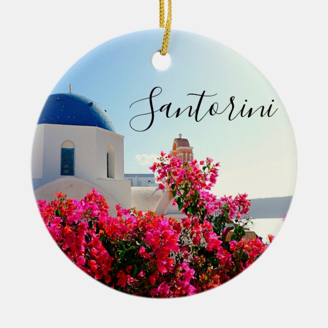 Oia Santorini, Greece Photography Ceramic Ornament (Front)