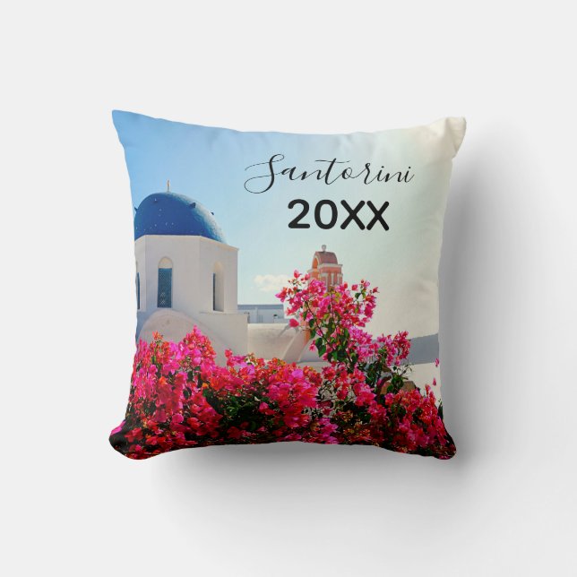 Oia Santorini, Greece Photography   Throw Pillow (Front)
