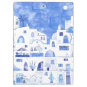 Oia Santorini Greece Watercolor Townscape Painting Clipboard (Back)