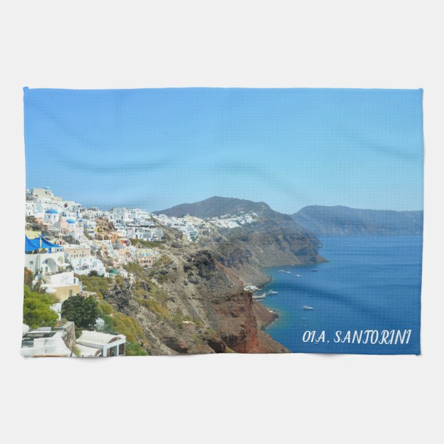 Oia, Santorini landscape Kitchen Towel (Horizontal)