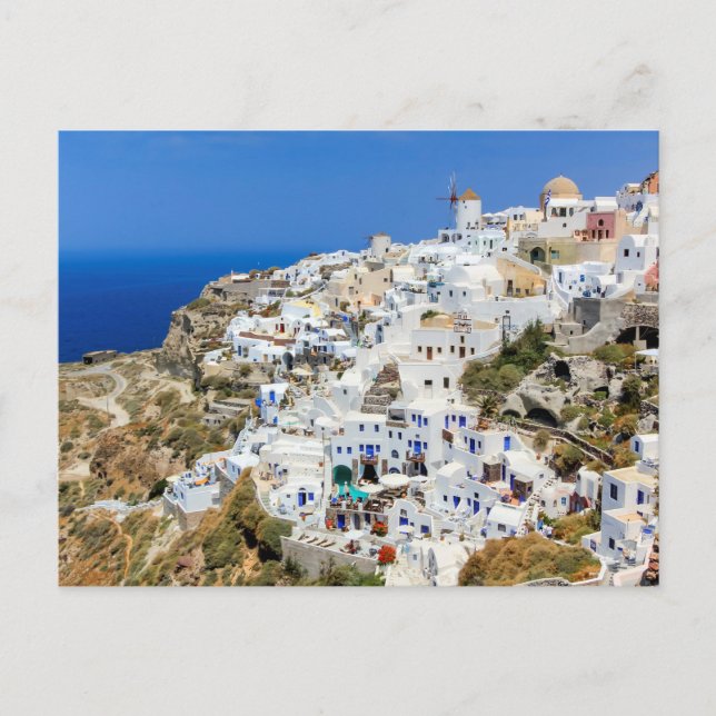 Oia village on Santorini island, north, Greece Postcard (Front)