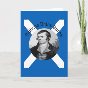 Oidhche Bhlas Burns Gaelic Grey-Colour And Saltire Holiday Card