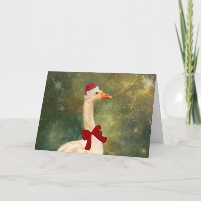 Oie Dans Un Bois Rouge À La Carte De Noël (Devant)