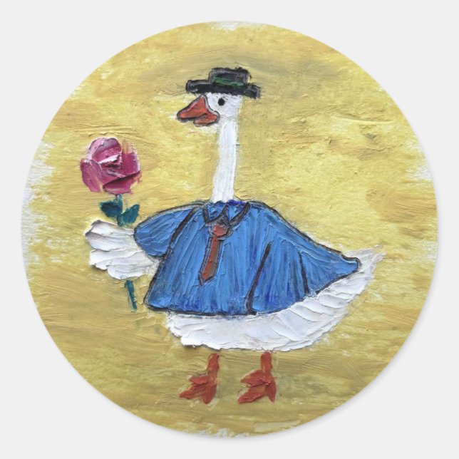 Oie de Charme avec autocollant Rose Art original (Devant)