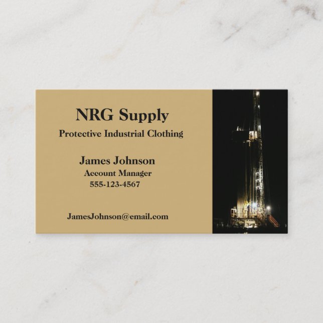 Oil And Gas Industry Business Cards Lit Rig (Front)