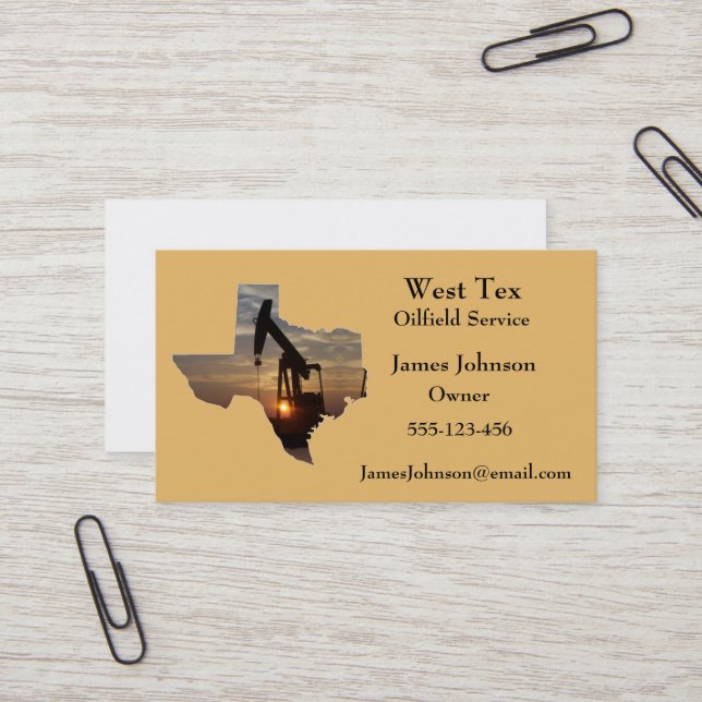 Oil And Gas Industry Business Cards Texas Shape (Front/Back In Situ)