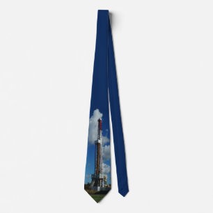 Oil and Gas Rig Print Necktie 2 On Blue