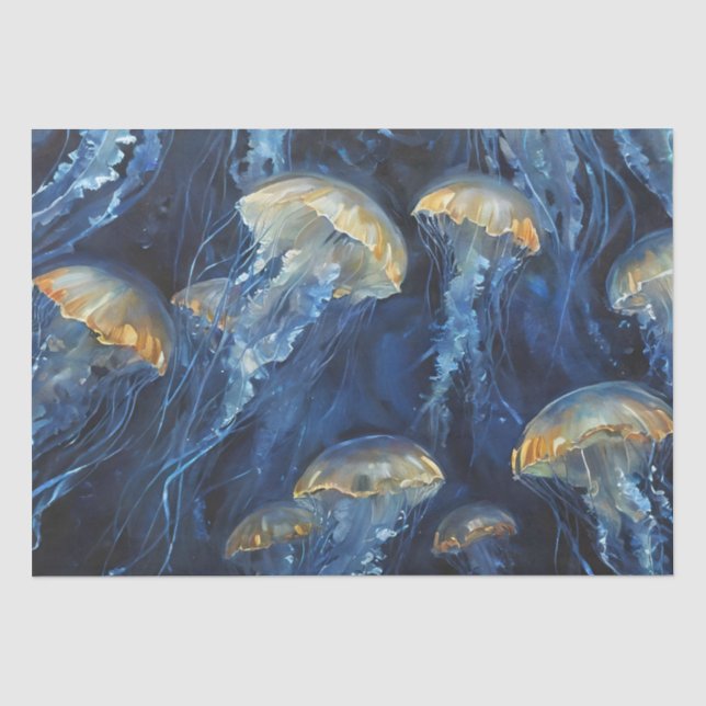 Oil Art Jellyfish Decoupage  Tissue Paper (Front)