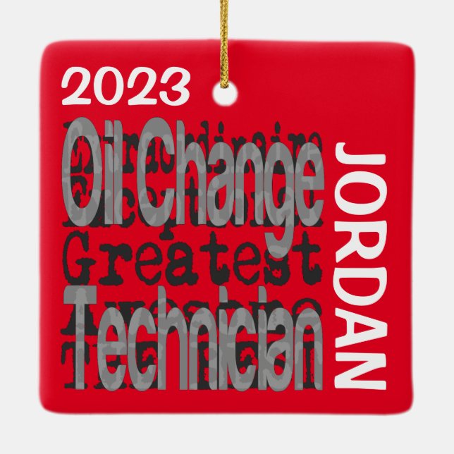 Oil Change Technician Extraordinaire CUSTOM Ceramic Ornament (Back)