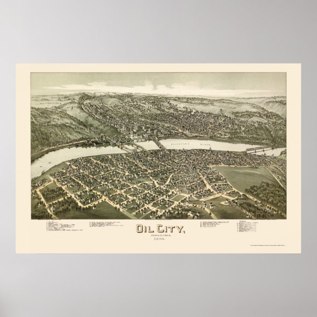 Oil City, PA Panoramic Map - 1896 Poster (Front)