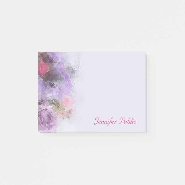 Oil Colours Floral Abstract Template Handwritten Post-it Notes (Front)