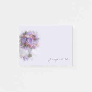 Oil Colours Flowers Hand Script Elegant Template Post-it Notes