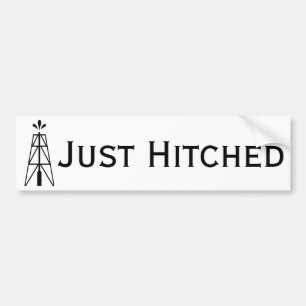 Oil Derrick Wedding Just Hitched Bumper Sticker