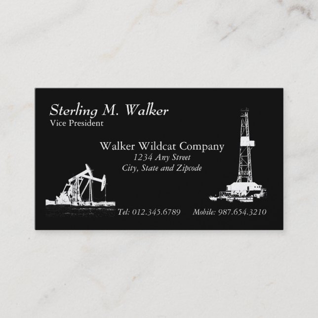Oil Drilling Rig and Oil Pumping Units Business Card (Front)