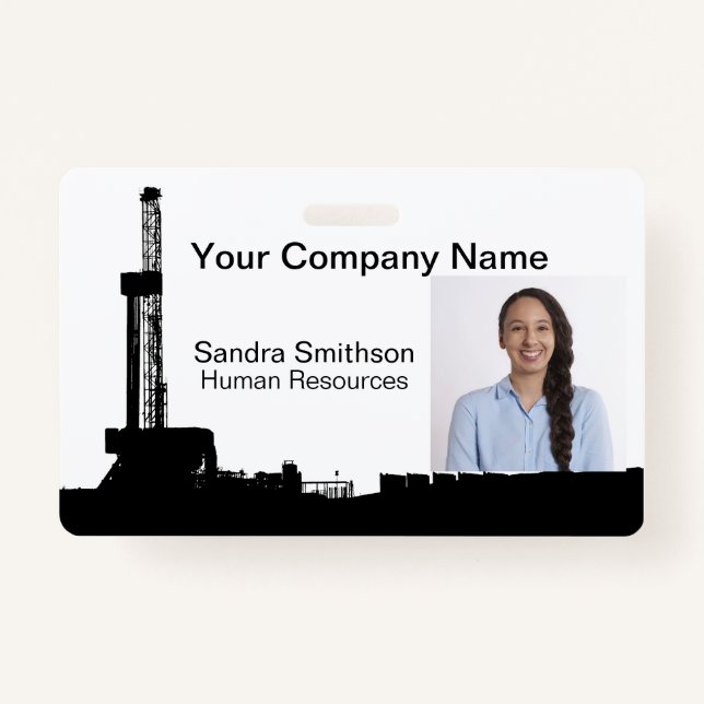 Oil Drilling Rig Silhouette  Badge (Front)
