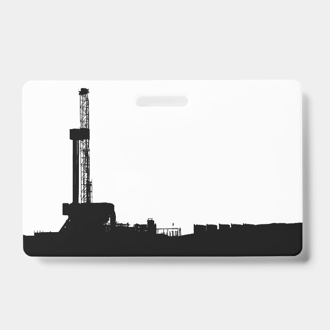 Oil Drilling Rig Silhouette Employee/Event Badge (Front)