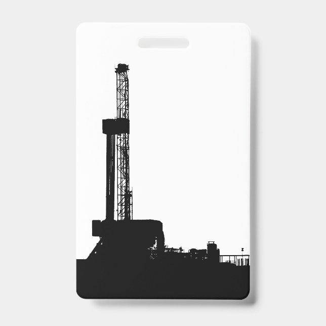 Oil Drilling Rig Silhouette (Vertical) Badge (Front)
