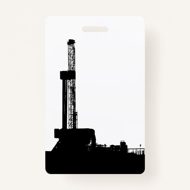 Oil Drilling Rig Silhouette (Vertical) Badge (Front)