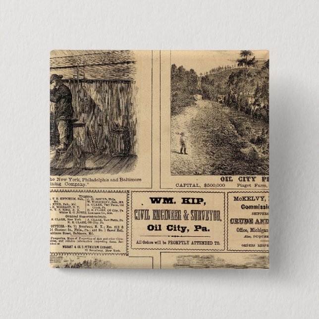 Oil farms 2 inch square button (Front)