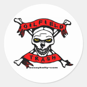 Oil Field Trash Skull Sticker,Oil,Roughneck Classic Round Sticker