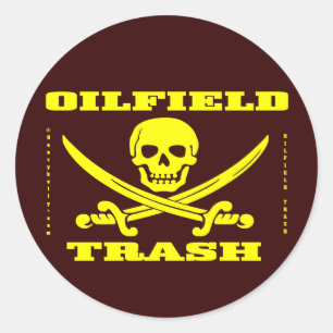 Oil Field Trash Sticker,Skull And Crossbones,Oil Classic Round Sticker
