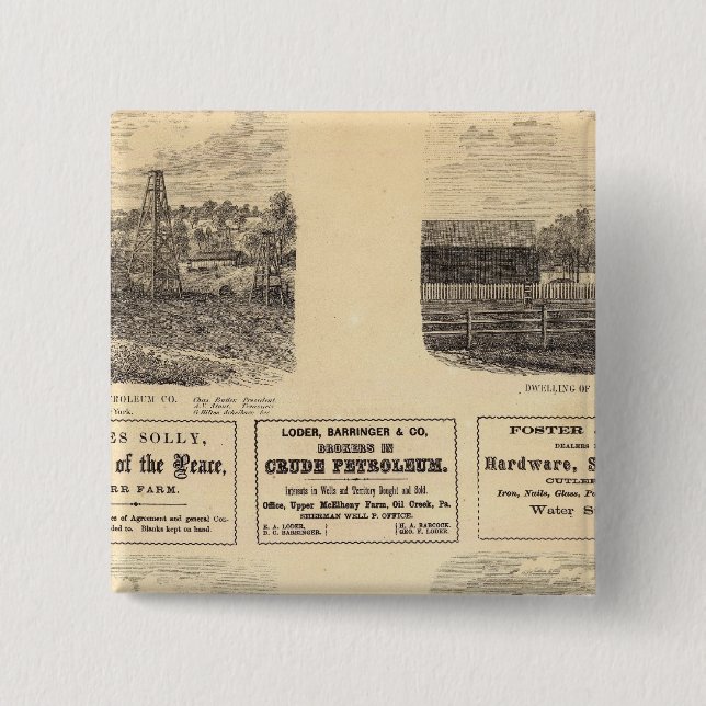 Oil fields, residence 2 inch square button (Front)