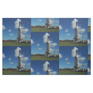 Oil Gas Rig Drilling Print Fabric 9"