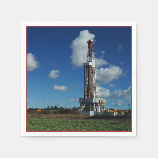 Oil Gas Rig Drilling  Print Party Napkins (Front)