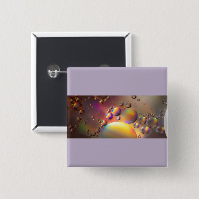 Oil on water 2 inch square button (Front & Back)