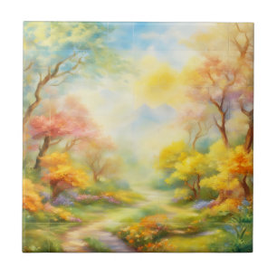 oil paint a spring landscape  2 tile