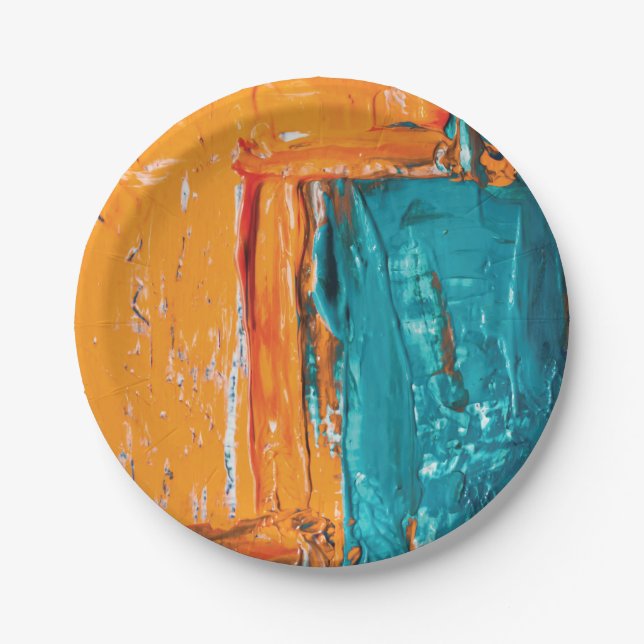 Oil Paint abstract Artistic design Paper Plate (Front)