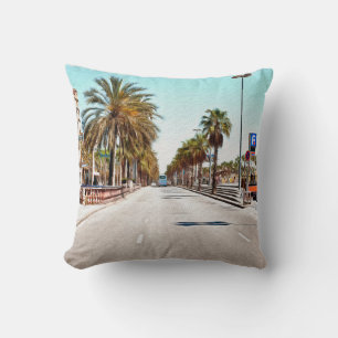 Oil paint. Imitation. Illustration. Broad street a Throw Pillow